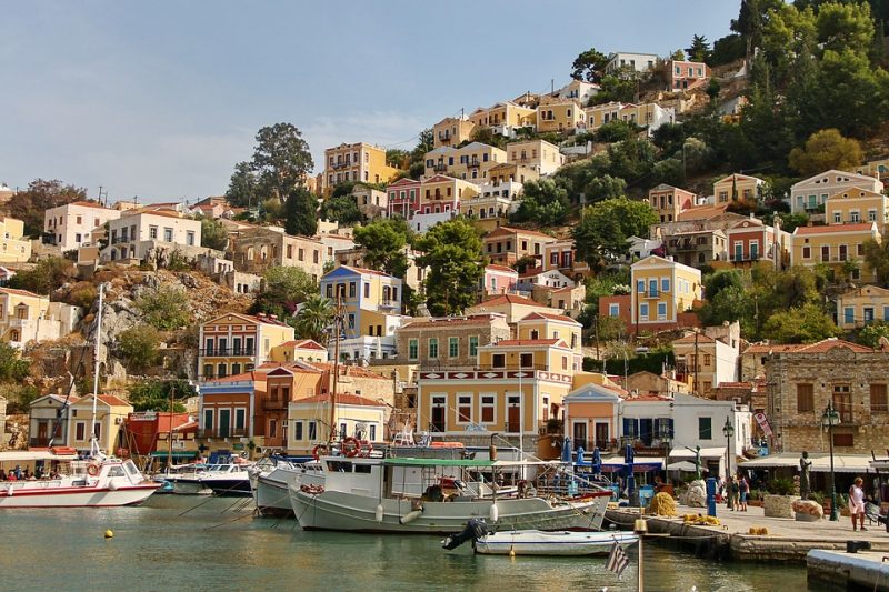 Symi, het buureiland van Rhodos, Griekenland.