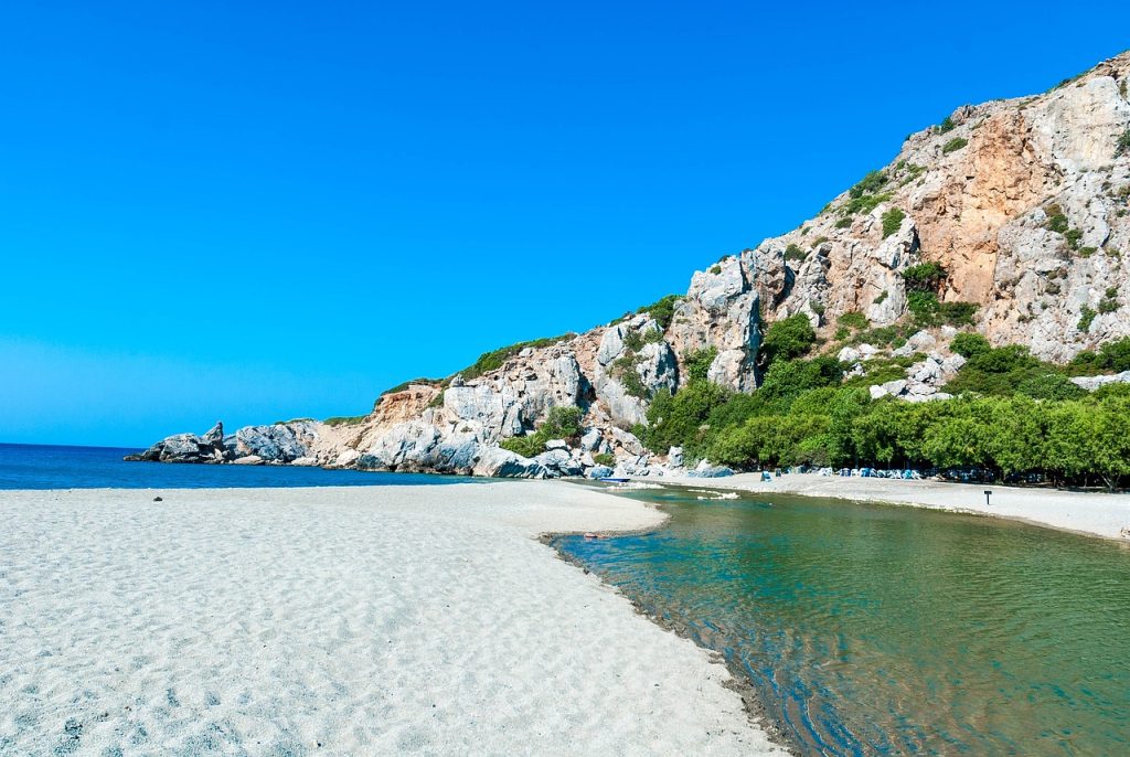 Preveli Beach aan de zuidkust van het eiland