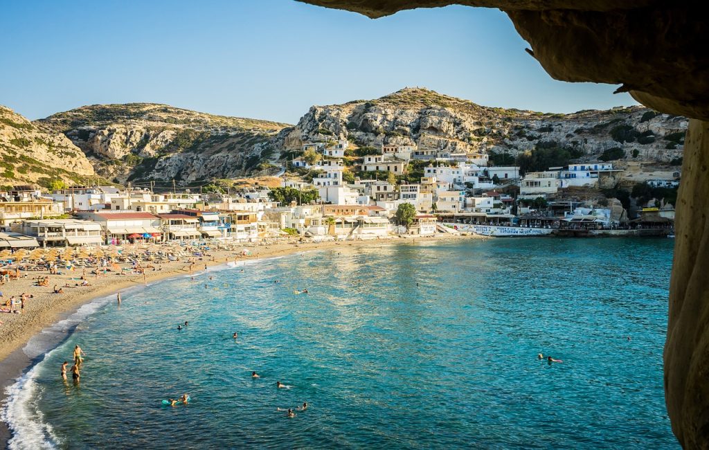 Het unieke strand Matala Beach op Zuid-Kreta